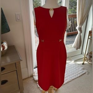 Persimmon Tahari MIDI Dress with Gold Details
